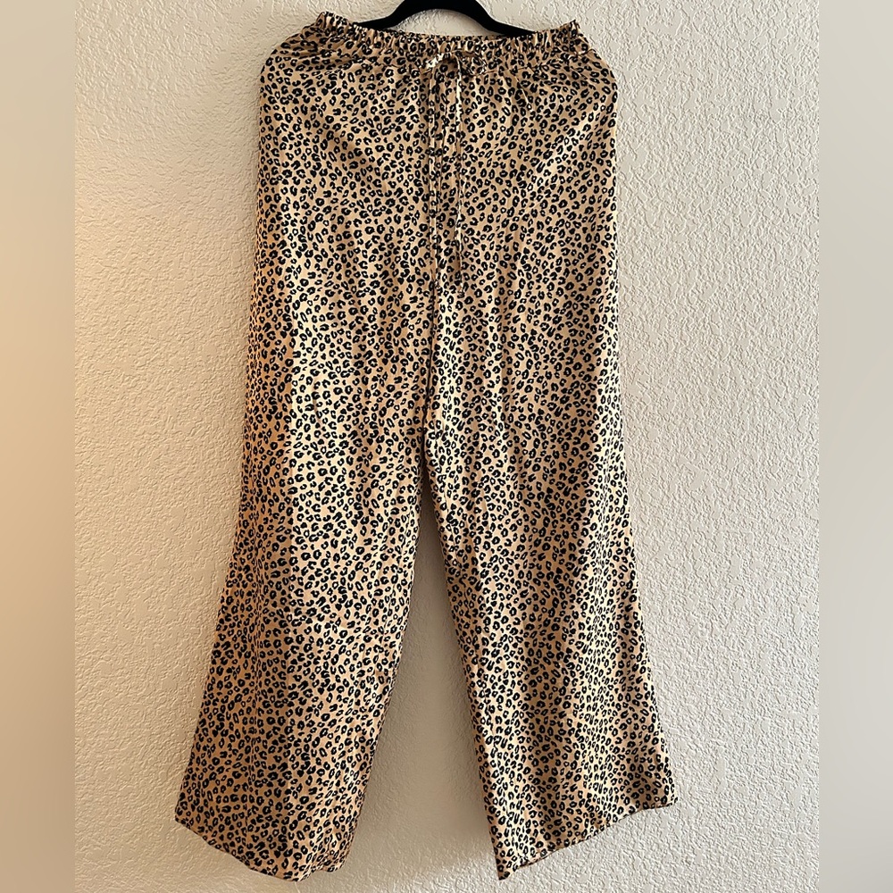 Mi Ami Light Brown Leopard Wide Leg Pants Size S